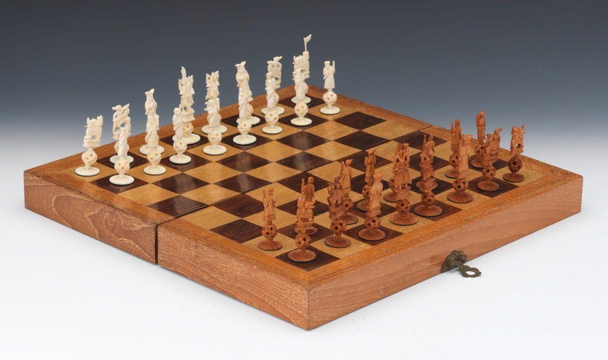 32 antique asian chess chinese style wooden