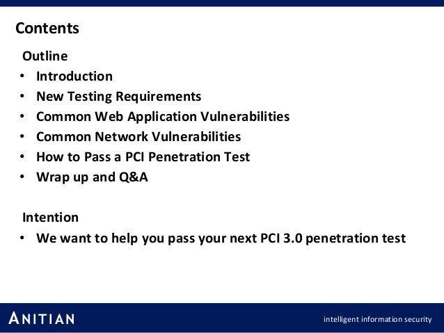 Penetration test requirements