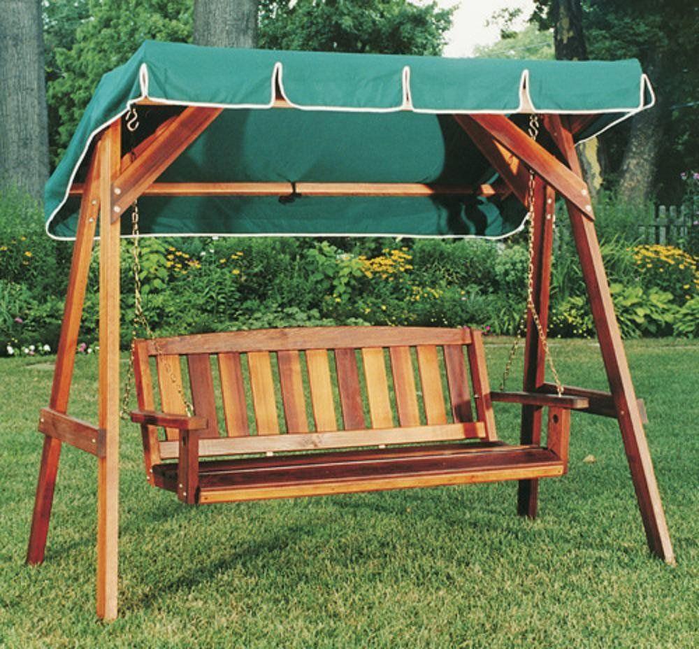 Swinging wooden garden benches replace bench