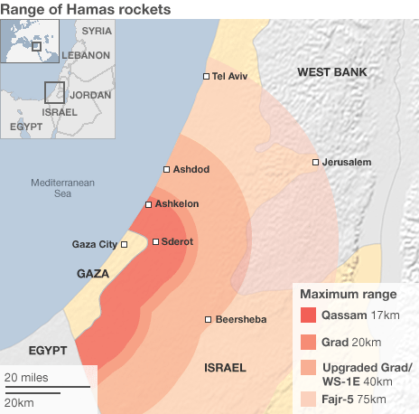 Gaza strip map of military action