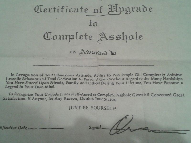 Lunar reccomend Certificate up grade to asshole