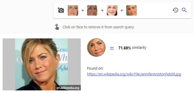 Facial recognition web search