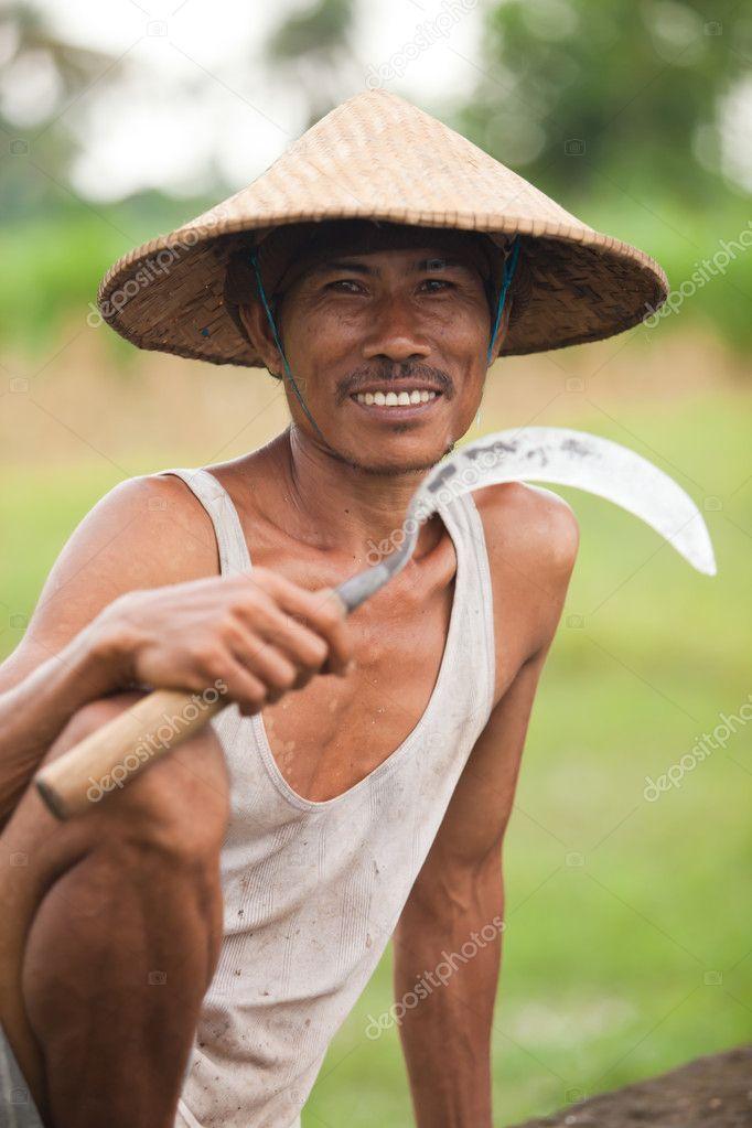Asian rice farmer picture